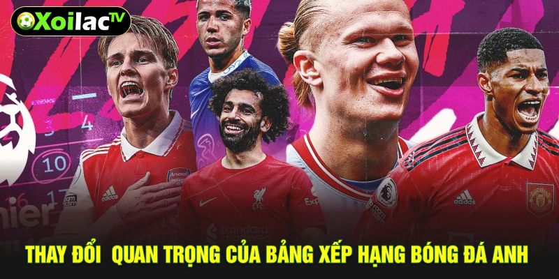 Thay đổi quan trọng của bảng xếp hạng bóng đá Anh